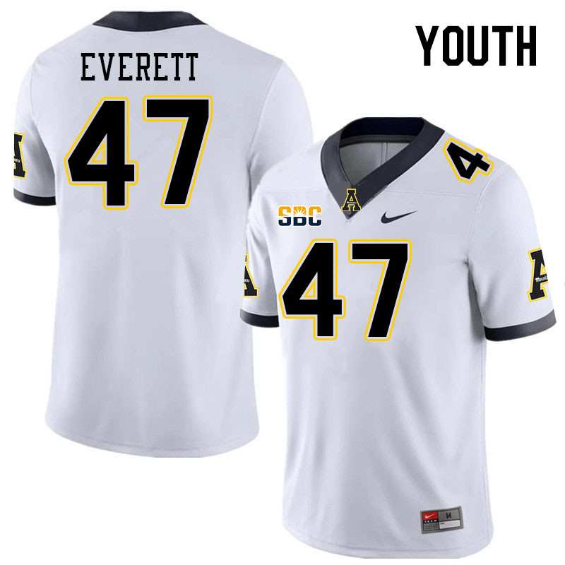 Youth #47 Carter Everett Appalachian State Mountaineers College Football Jerseys Stitched Sale-White